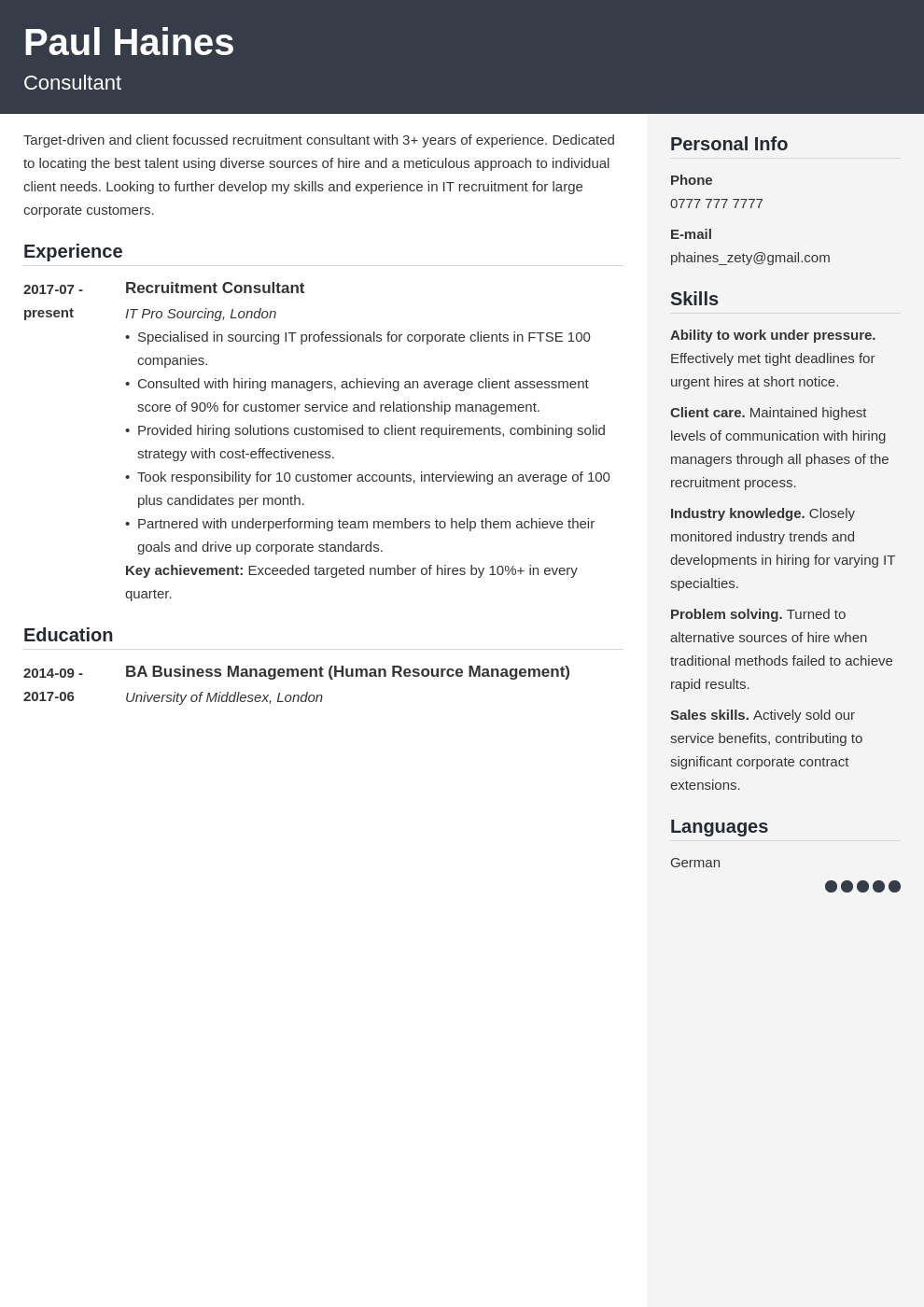 recruitment-consultant-cv-example-writing-guide