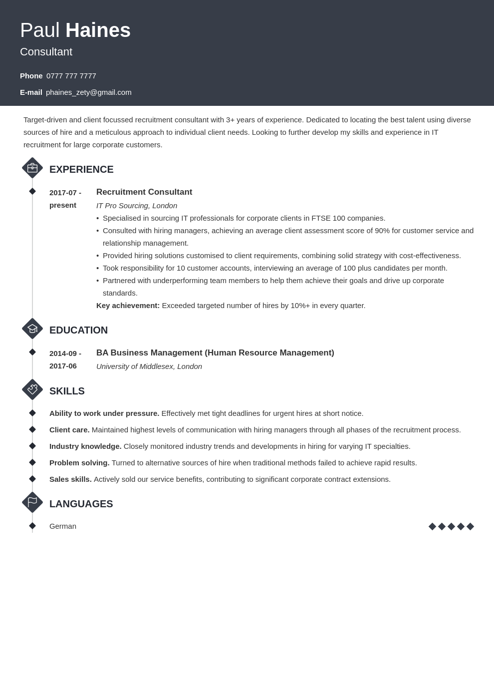 recruitment-consultant-cv-example-writing-guide