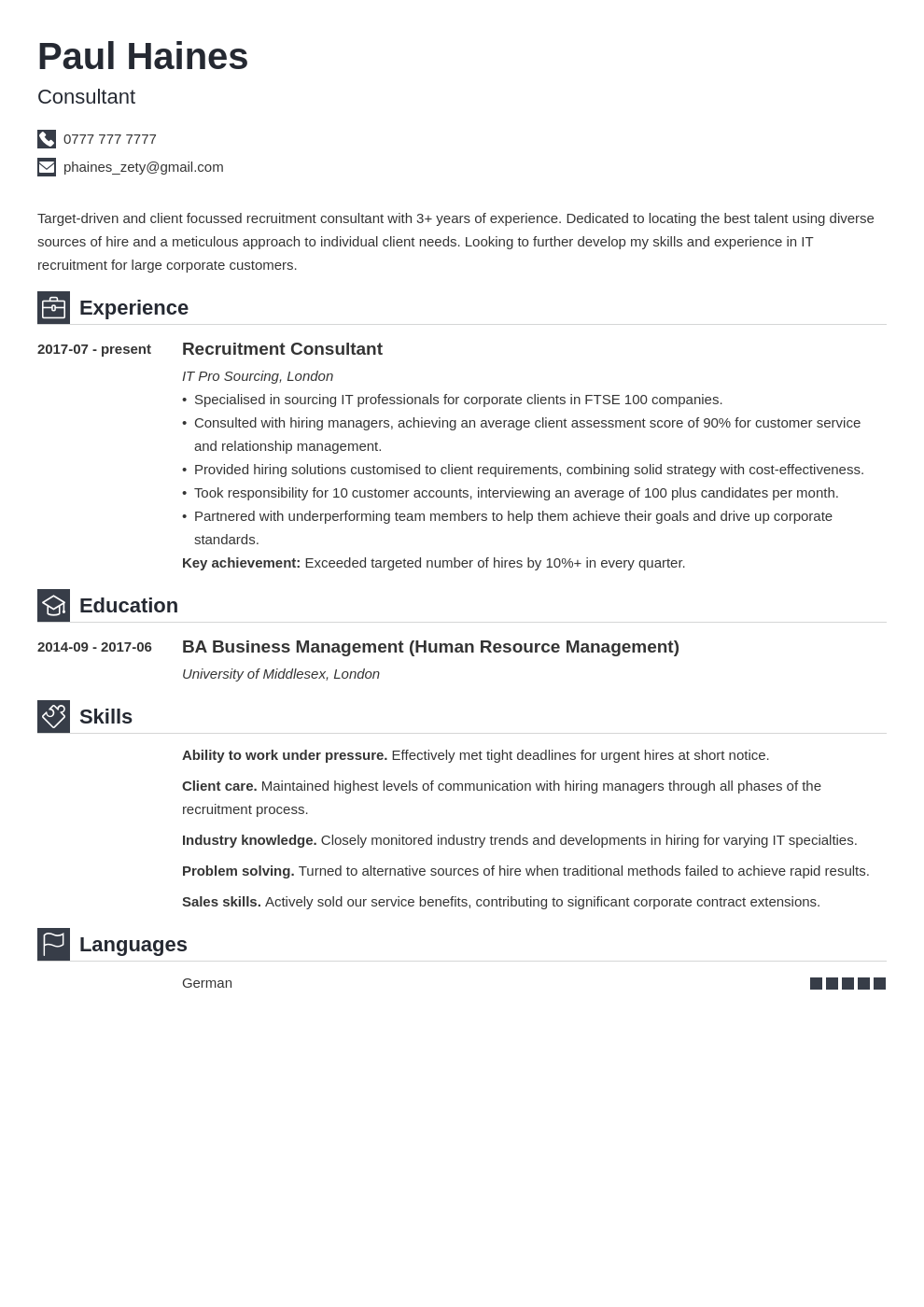 recruitment-consultant-cv-example-writing-guide