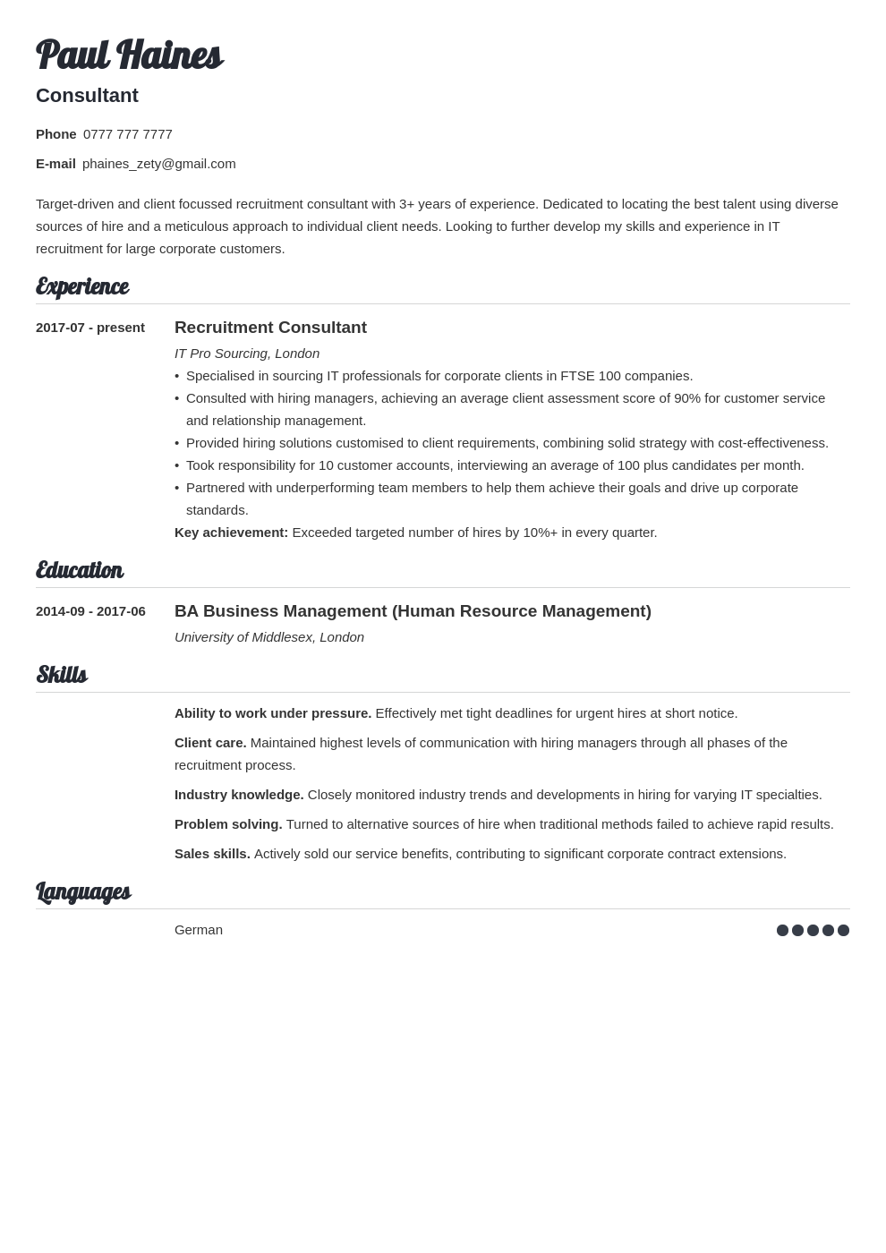 recruitment-consultant-cv-example-writing-guide