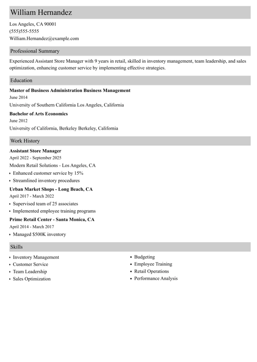 sample resume example