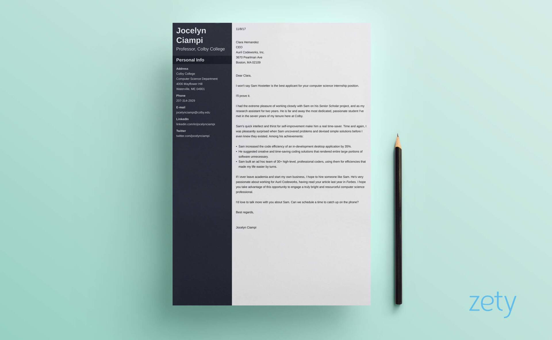 sample cover letter example