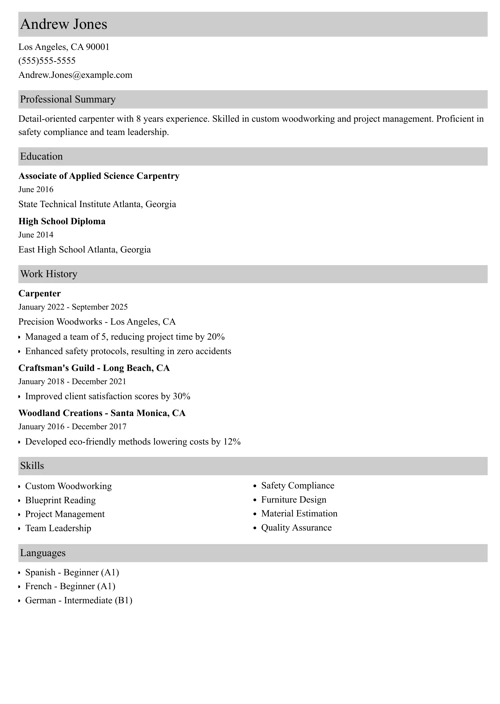 sample resume example