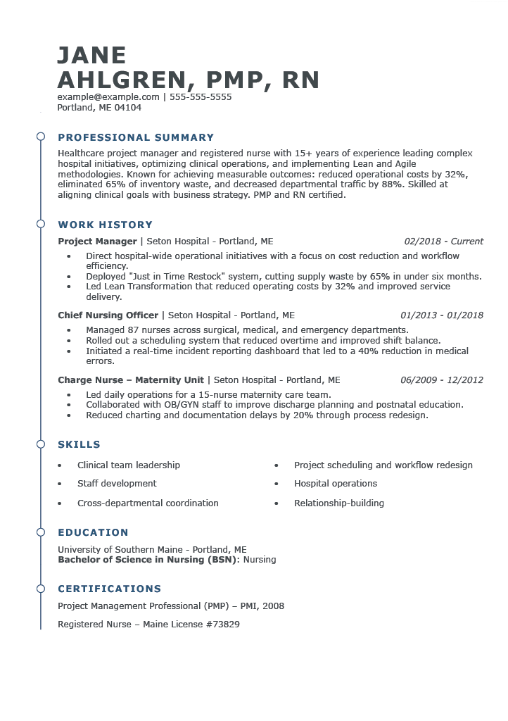 Registered nurse resume example