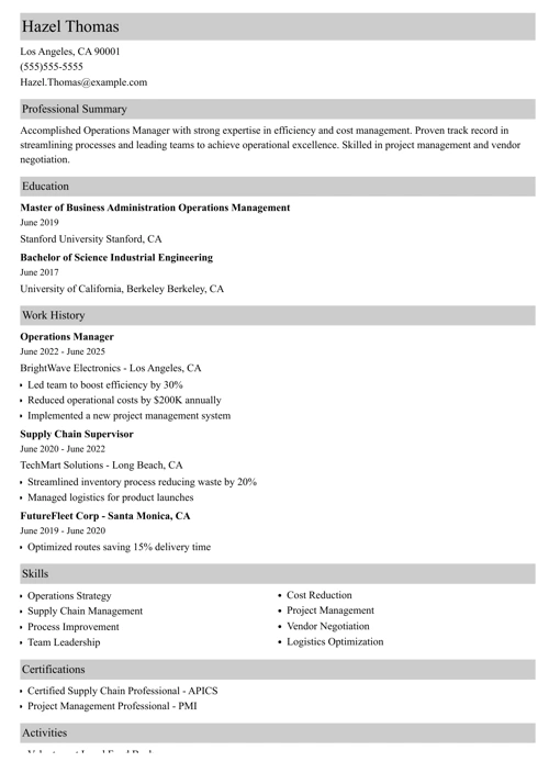 sample resume example