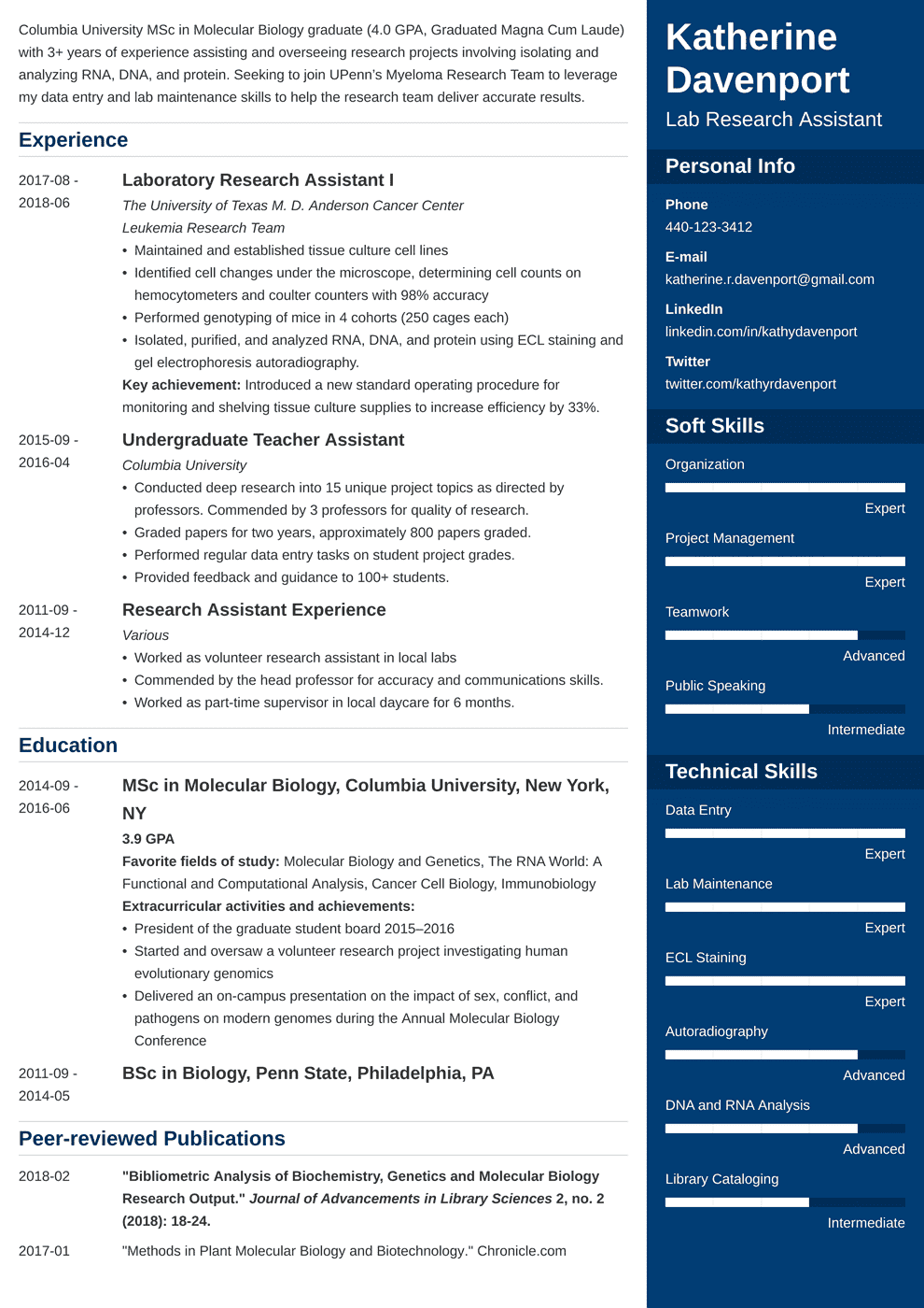 research assistant job resume