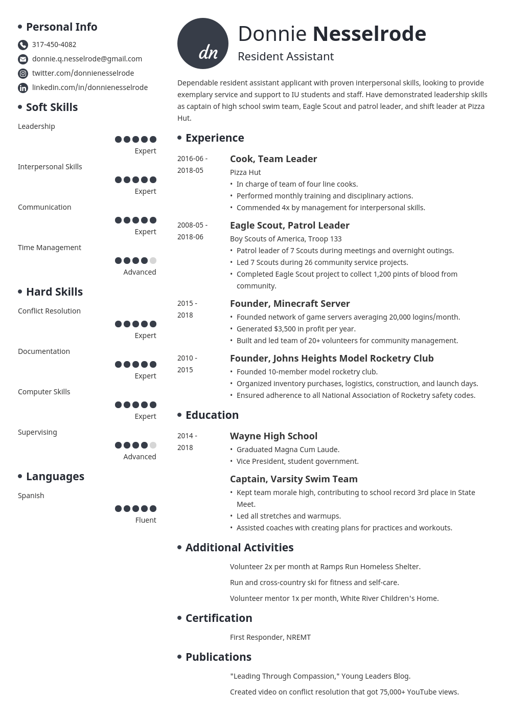 resident assistant resume example template initials