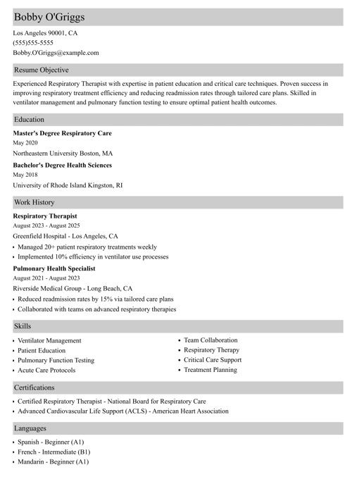 sample resume example