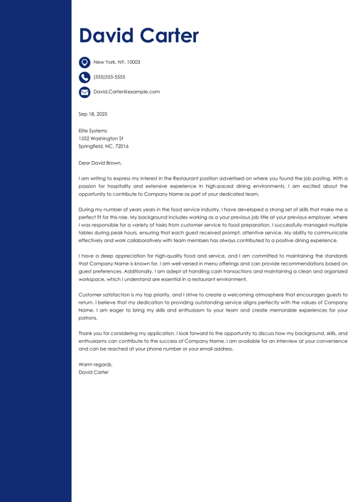 sample cover letter example