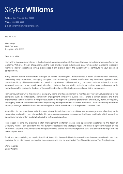 sample cover letter example