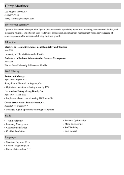 sample resume example