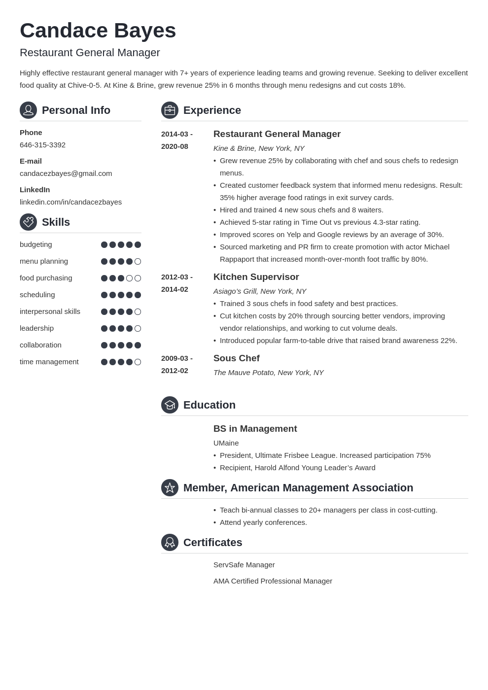 Restaurant General Manager Resume Examples For 2024