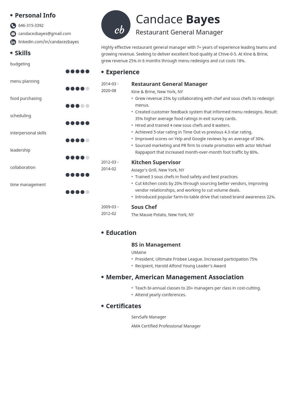 Restaurant General Manager Job Description For Resume Vblasopa