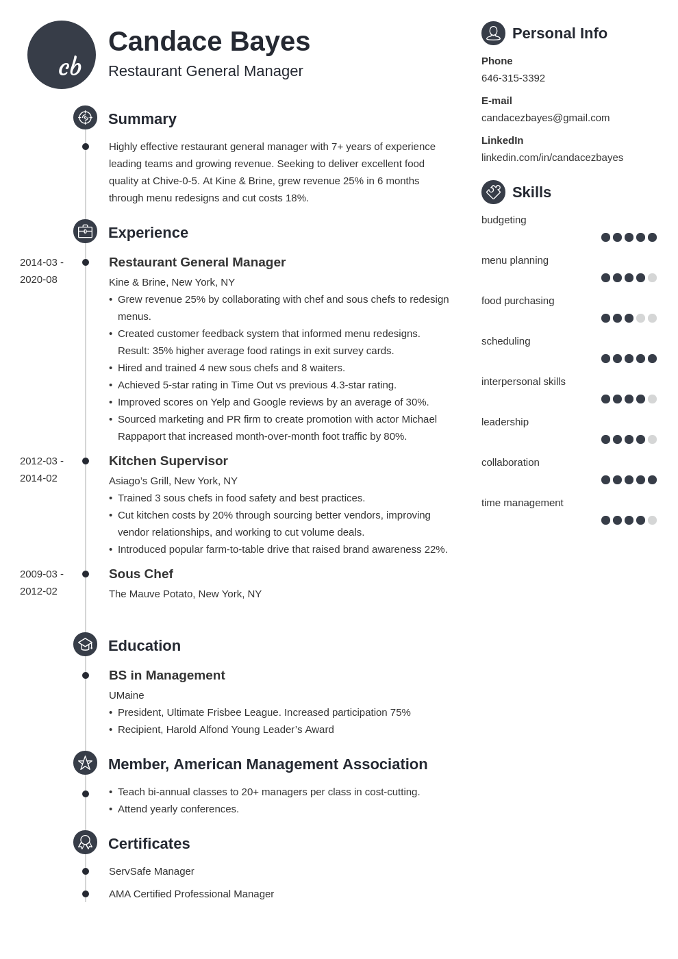 Restaurant General Manager Resume Examples for 2024