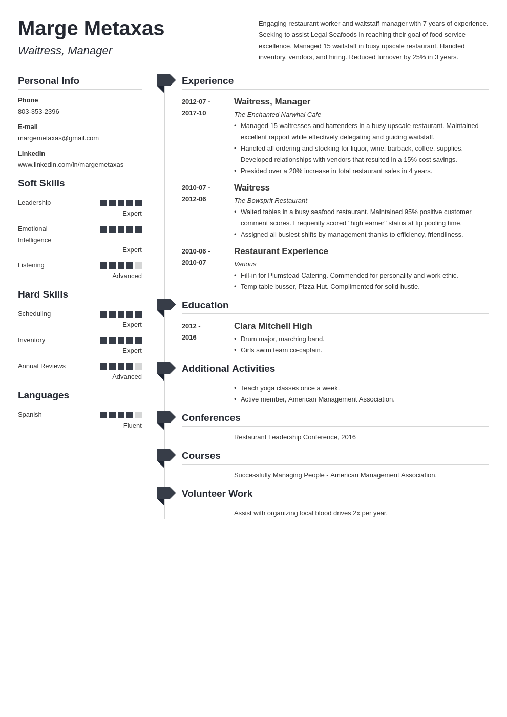 restaurant resume example template muse