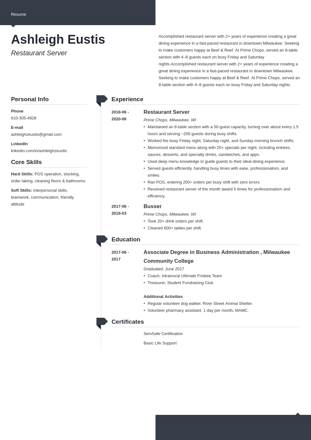 unique resume templates for restaurant server