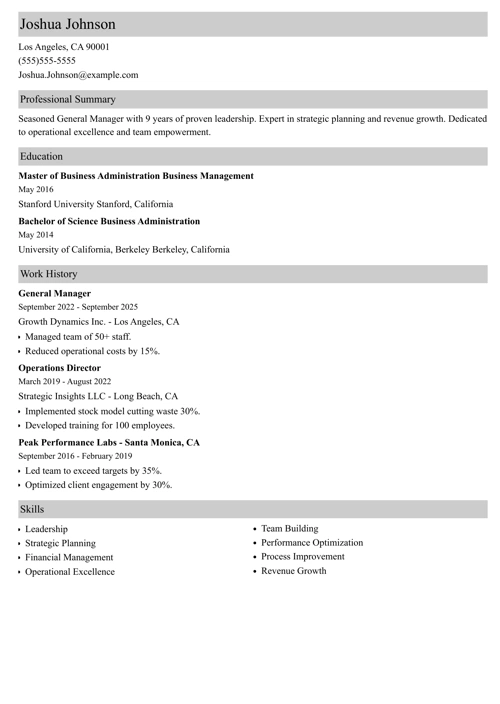 sample resume example