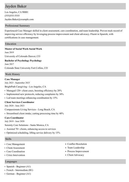 sample resume example