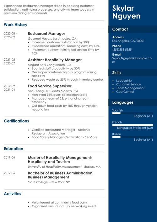 resume example with resume buzzwords