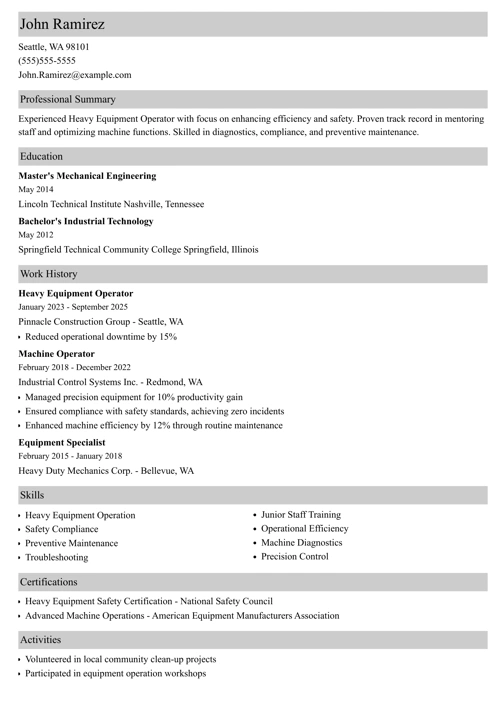 resume example made with Zety resume builder