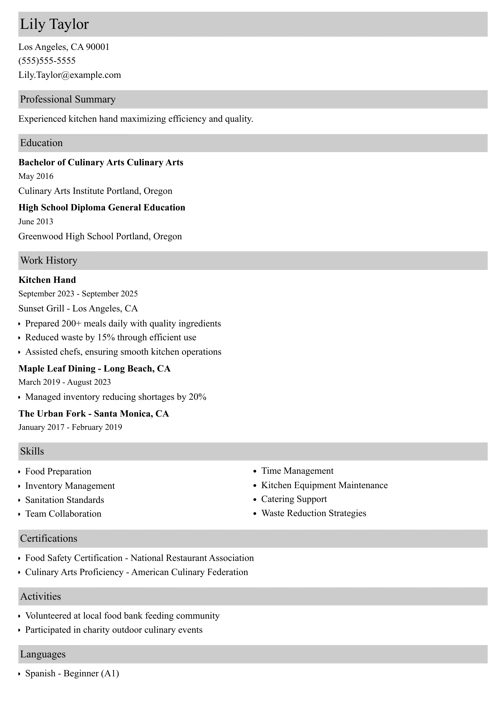sample resume example