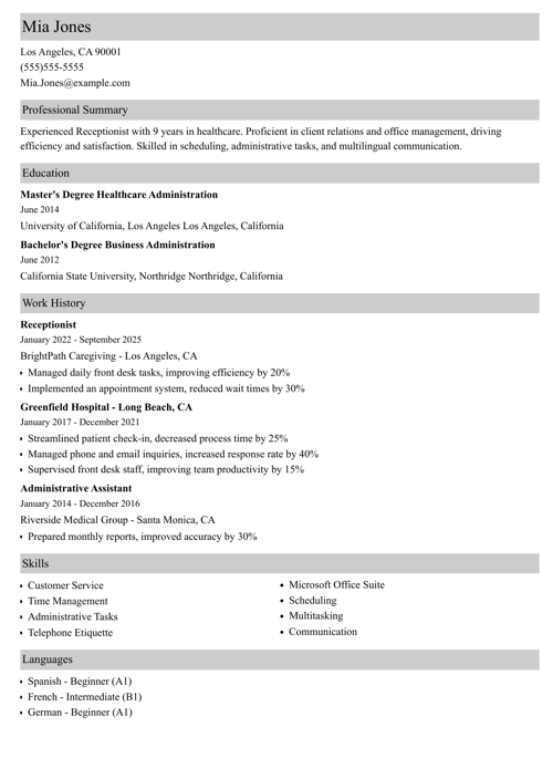 sample resume example