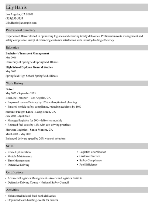 sample resume example