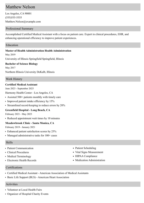 sample resume example