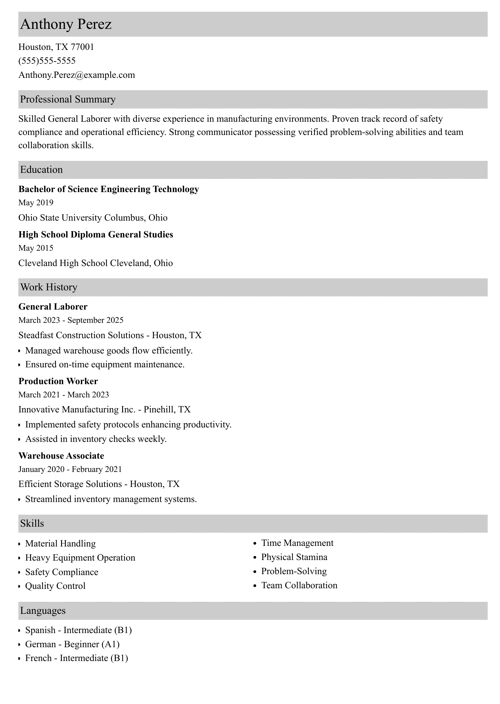 sample resume example