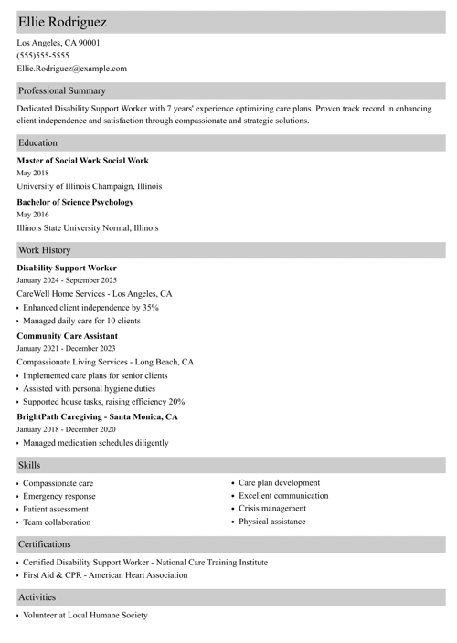 sample resume example