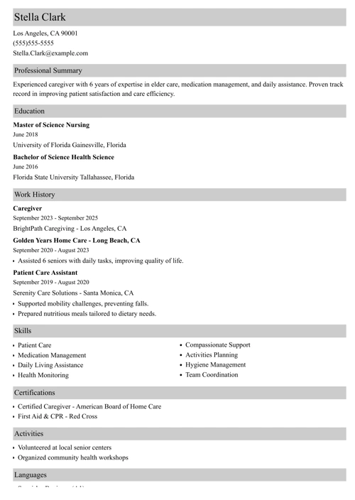 sample resume example