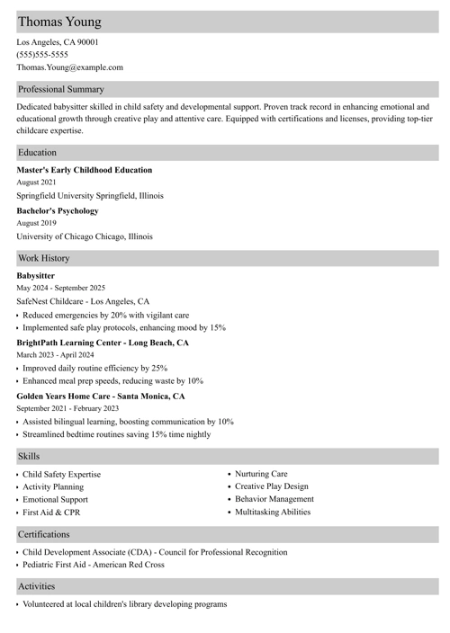 sample resume example