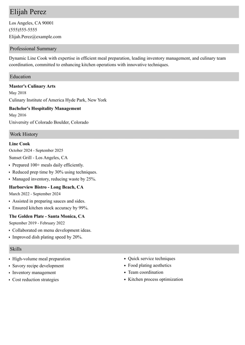 sample resume example