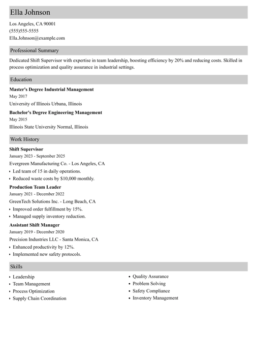 resume example made with Zety resume builder