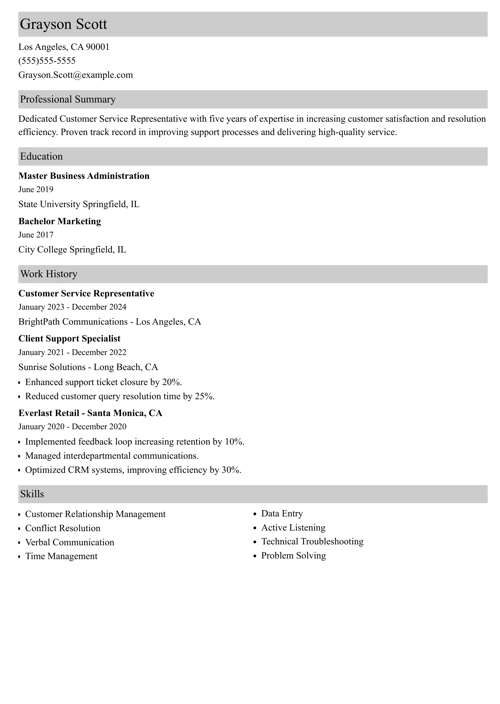 sample resume example