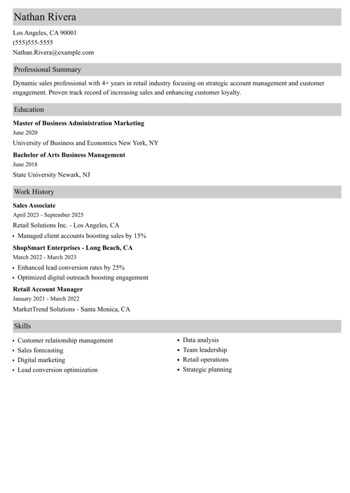 sample resume example