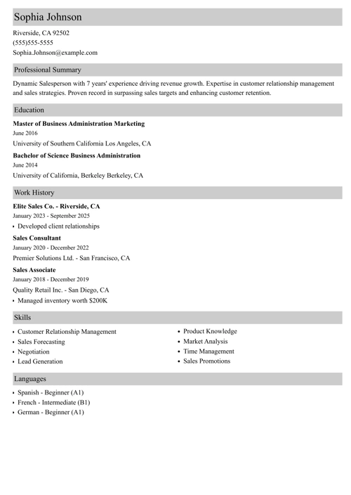 sample resume example