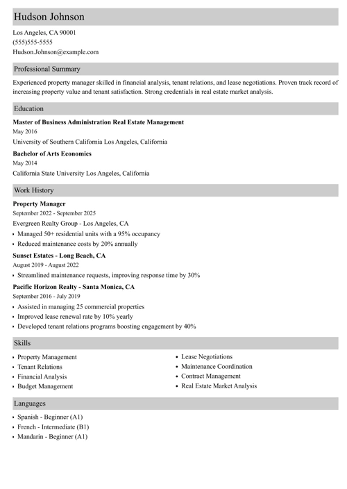 sample resume example