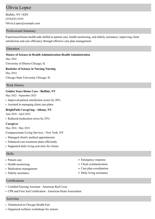 sample resume example