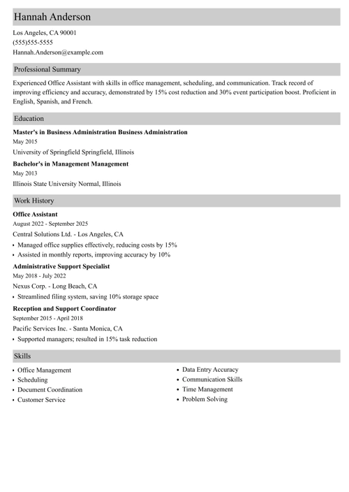 sample resume example