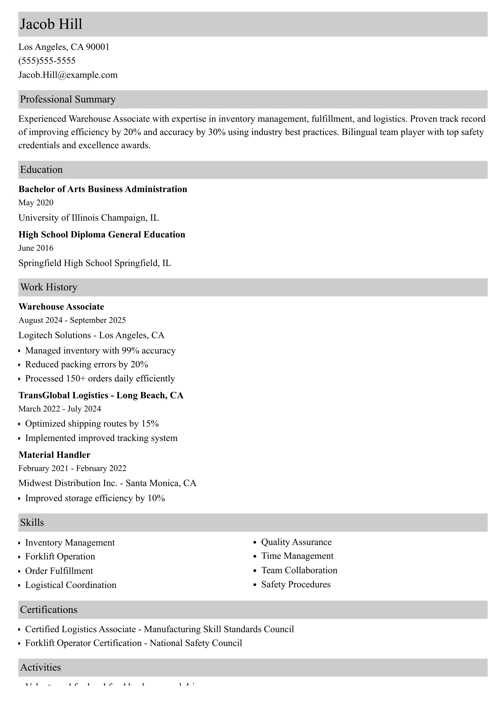 sample resume example