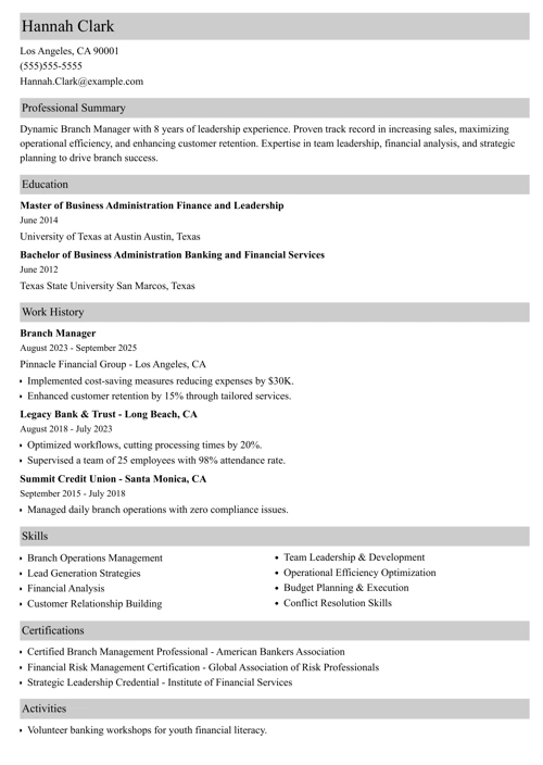 sample resume example