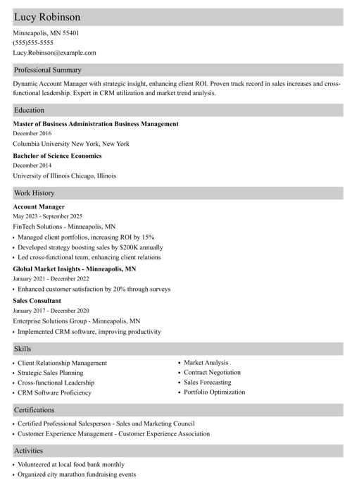 sample resume example