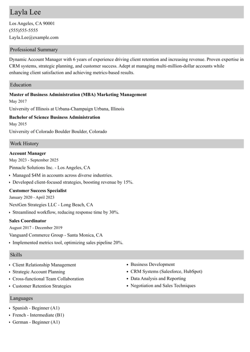 sample resume example