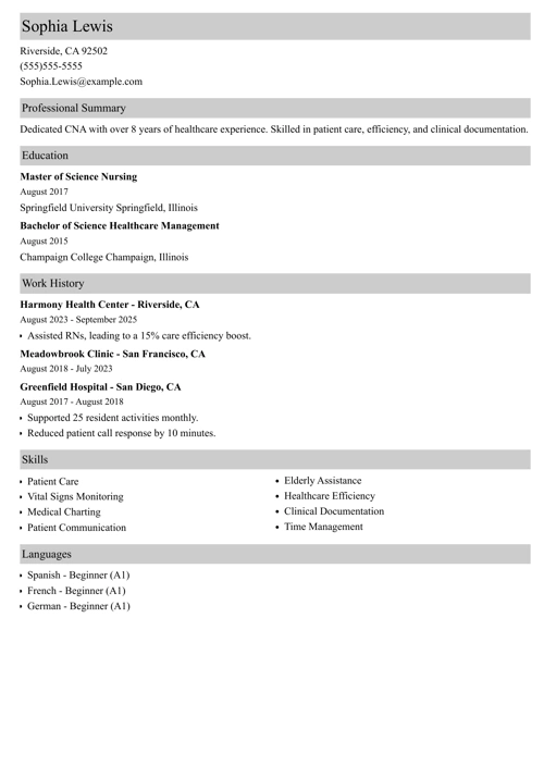 sample resume example