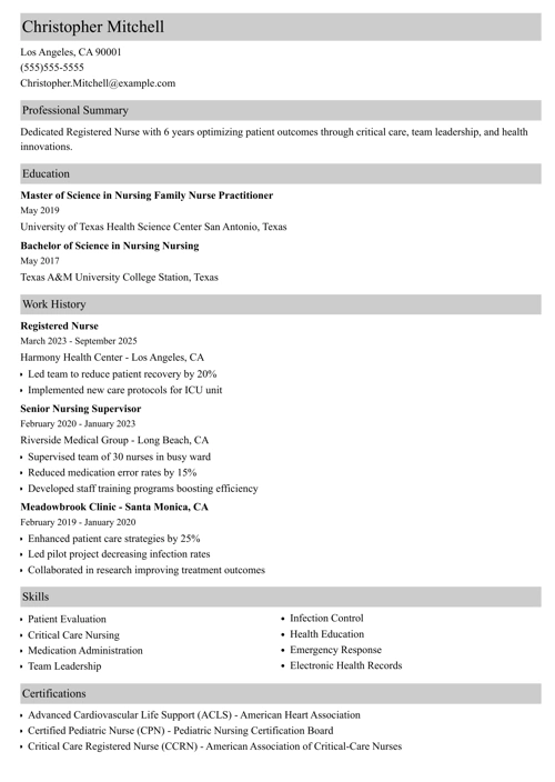 resume example created in the Zety resume builder