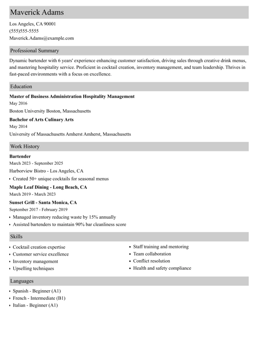 sample resume example