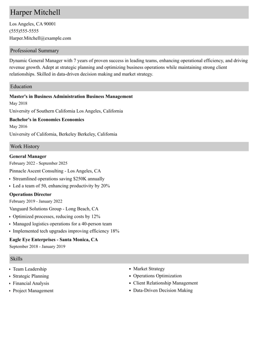 sample resume example