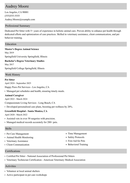 sample resume example