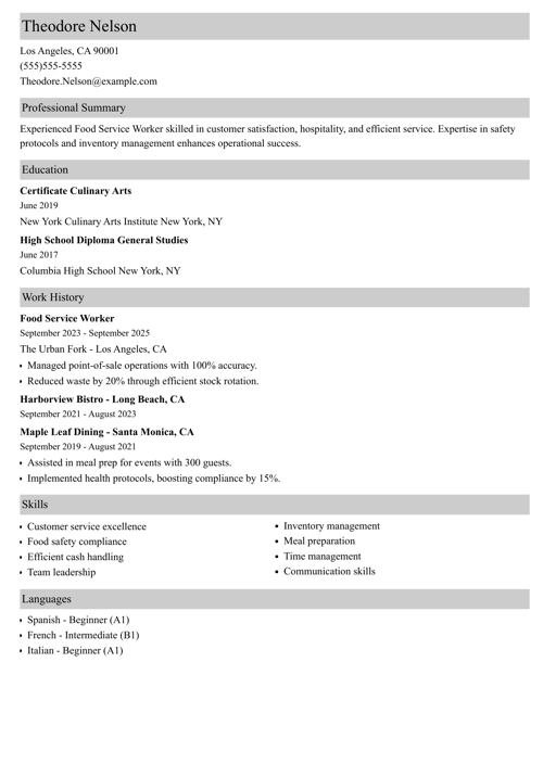 sample resume example